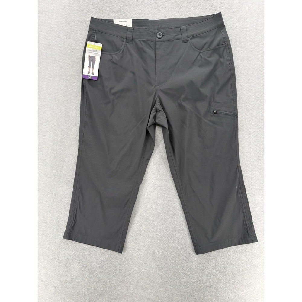 Eddie Bauer Rainier Capri Pants Womens 14 Gray Stretch Water Resistant Hiking